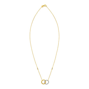 14K Two Tone Gold Interlocking Circle Necklace