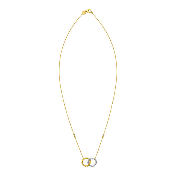 14K Two Tone Gold Interlocking Circle Necklace