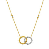 14K Two Tone Gold Interlocking Circle Necklace thumbnail 3