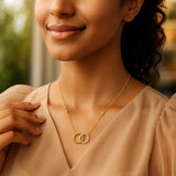 14K Two Tone Gold Interlocking Circle Necklace thumbnail 4