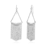 Sterling Silver Triangle Tassel Dangle Earrings thumbnail 1