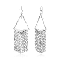 Sterling Silver Triangle Tassel Dangle Earrings