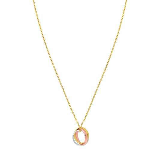 14K tri-color gold trinity chain necklace with yellow, white, and rose links