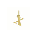 14K yellow gold initial X charm pendant with flat cutout letter and loop bail