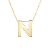 14K Yellow Gold Yours Truly Block Letter Initial N Necklace thumbnail 2