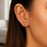 14K Yellow Gold Polished Bow Stud Earrings thumbnail 2