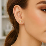 14K Yellow Gold Polished Bow Stud Earrings thumbnail 3