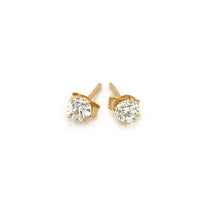 Load image into Gallery viewer, 14k Yellow Gold Stud Earrings with White Hue Faceted Cubic Zirconia(3mm)