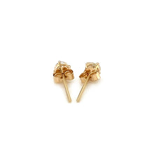 Load image into Gallery viewer, 14k Yellow Gold Stud Earrings with White Hue Faceted Cubic Zirconia(3mm)