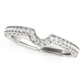 14K white gold curved wedding band with prong-set round diamond stones