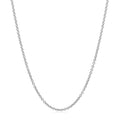 14K white gold cable link chain with round interlocking links, 1.50 mm