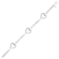 Sterling silver rhodium plated bracelet with three puffed heart shapes