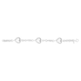 Sterling Silver Rhodium Plated Puffed Triple Heart Bracelet thumbnail 3