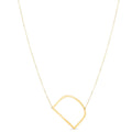 14K yellow gold large initial D letter pendant necklace with polished finish