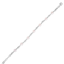 Sterling Silver Rhodium Plated Pearl Bead Bracelet