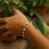 Sterling Silver Rhodium Plated Pearl Bead Bracelet thumbnail 5