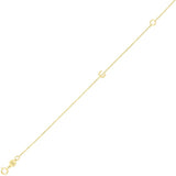 14K yellow gold mini initial C bracelet on fine cable-link chain thumbnail 1