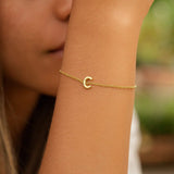 14K Yellow Gold Mini Initial C Bracelet thumbnail 4