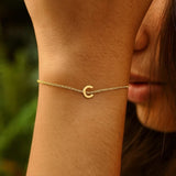 14K Yellow Gold Mini Initial C Bracelet thumbnail 5