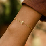 14K Yellow Gold Mini Initial C Bracelet thumbnail 6
