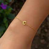 14K Yellow Gold Mini Initial C Bracelet thumbnail 7