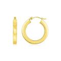 14K yellow gold square tube hoop earrings, 3x20mm profile
