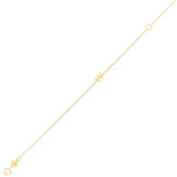14K yellow gold mini initial W bracelet on a fine cable chain thumbnail 1