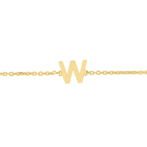14K Yellow Gold Mini Initial W Bracelet