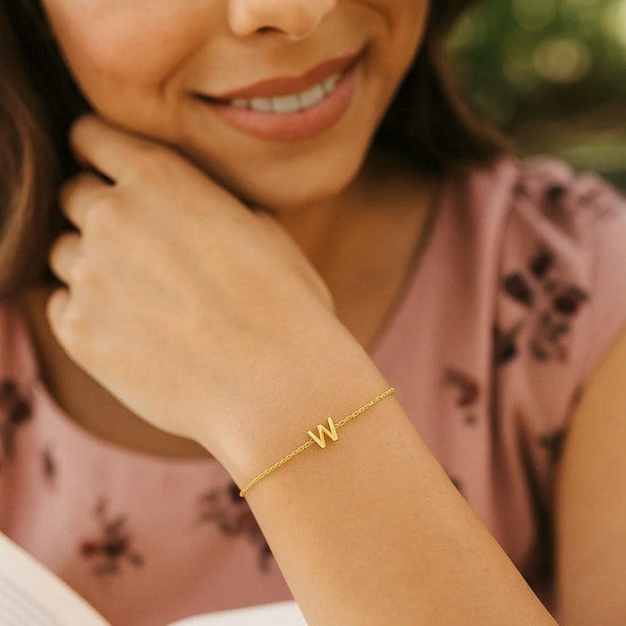 14K Yellow Gold Mini Initial W Bracelet