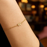 14K Yellow Gold Mini Initial W Bracelet thumbnail 5