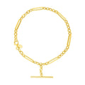 14K yellow gold bracelet with alternating oval and round links and toggle clasp