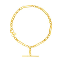 14k Yellow Gold 7 1/5 inch Alternating Oval and Round Chain Bracelet with Toggle