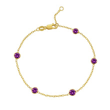 14K Yellow Gold Pink Sapphire Station Bracelet