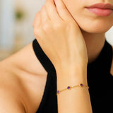 14K Yellow Gold Pink Sapphire Station Bracelet thumbnail 3