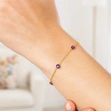 14K Yellow Gold Pink Sapphire Station Bracelet thumbnail 4