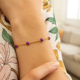 14K Yellow Gold Pink Sapphire Station Bracelet thumbnail 5