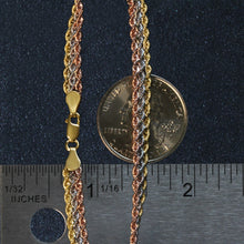 Load image into Gallery viewer, 10k Tri-Toned Gold Multi-Strand Rope Chain Bracelet (6.35 mm)