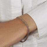10K tri-tone gold multi-strand rope chain bracelet, 6.35 mm width thumbnail 1