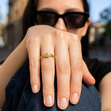 Star & Moon Ring in 10K Two Tone Gold thumbnail 5