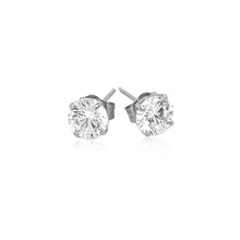 Load image into Gallery viewer, 14k White Gold Stud Earrings with White Hue Faceted Cubic Zirconia(5mm)