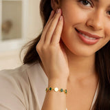 Malachite Gem Alternating Bracelet in 14K Yellow Gold (5.00 mm) thumbnail 3