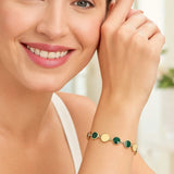 Malachite Gem Alternating Bracelet in 14K Yellow Gold (5.00 mm) thumbnail 4