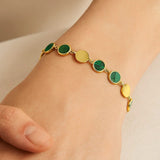 Malachite Gem Alternating Bracelet in 14K Yellow Gold (5.00 mm) thumbnail 5
