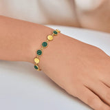 Malachite Gem Alternating Bracelet in 14K Yellow Gold (5.00 mm) thumbnail 6