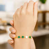 Malachite Gem Alternating Bracelet in 14K Yellow Gold (5.00 mm) thumbnail 7
