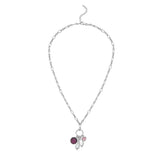 Sterling Silver Rhodium Plated Cubic Zirconia Charm Necklace thumbnail 2