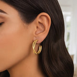 14k Yellow Gold Large Crossover Hoops thumbnail 4