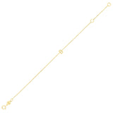 14K yellow gold mini initial B bracelet on a fine-link chain thumbnail 1