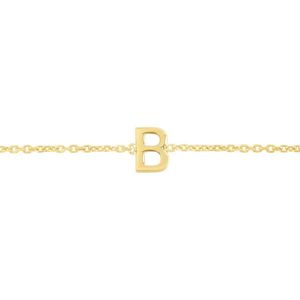 14K Yellow Gold Mini Initial B Bracelet