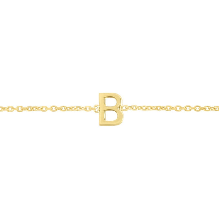 14K Yellow Gold Mini Initial B Bracelet